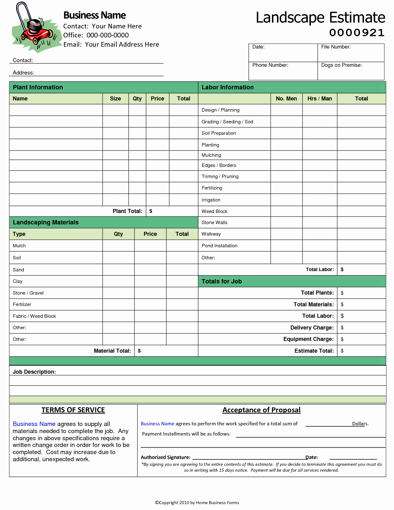 Landscaping Estimate Sample Awesome Landscaping Estimates