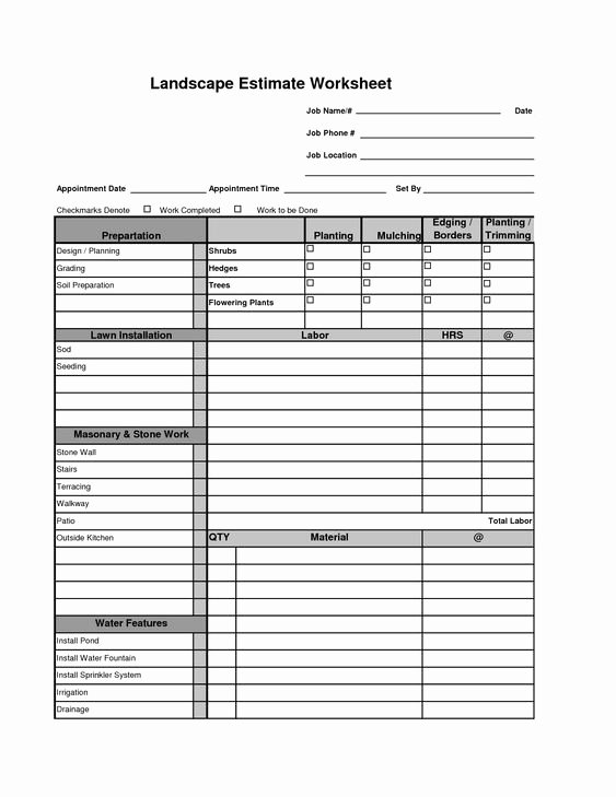 Landscaping Estimate Sample Awesome Printable Landscape Bid Templates