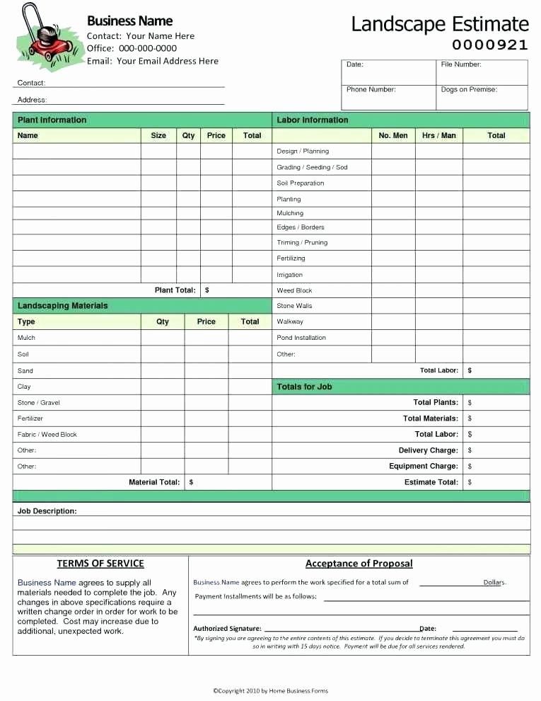 Landscaping Estimate Sample Beautiful Sample Landscaping