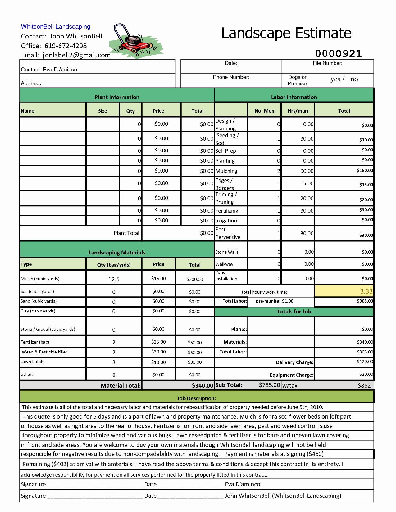 Landscaping Estimate Sample Elegant Index Of Cdn 4 2011 101