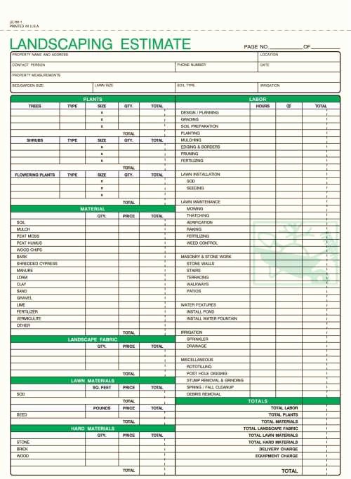 Landscaping Estimate Sample Luxury 3 Part Lawn Care Invoice Carbonless 5 2 3