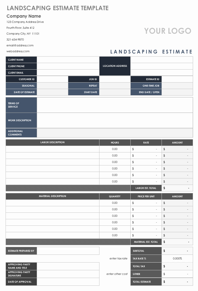 Landscaping Estimate Sample Unique Free Estimate Templates