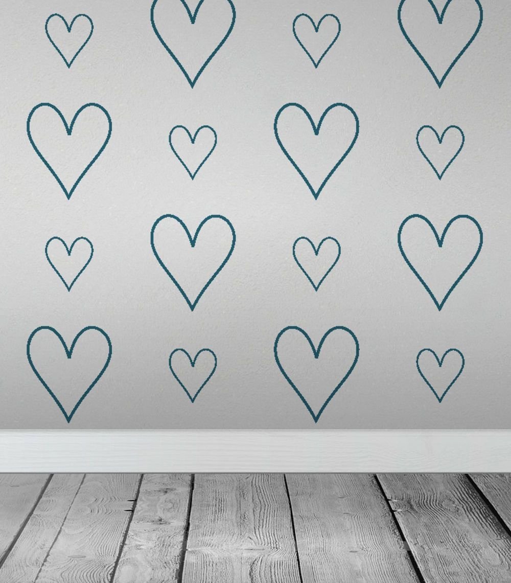 Large Heart Stencil Printable Inspirational and Small Heart Lines Wall Stencil