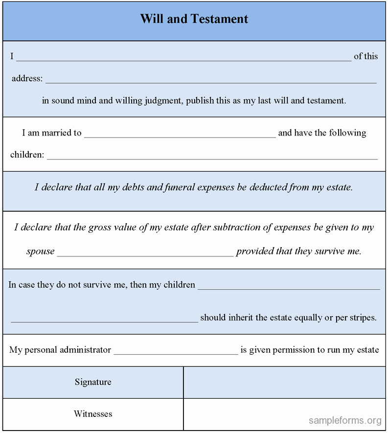 Last Will and Testament Template Microsoft Word Beautiful Will and Testament form Sample forms