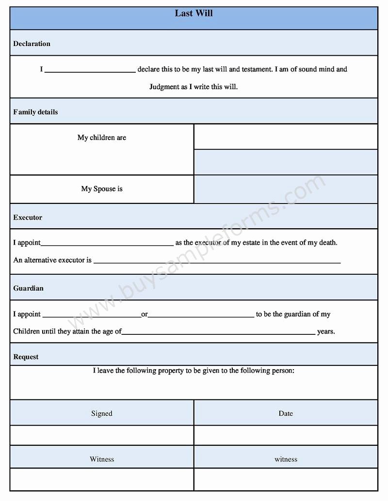 Last Will and Testament Template Microsoft Word Unique Last Will and Testament form