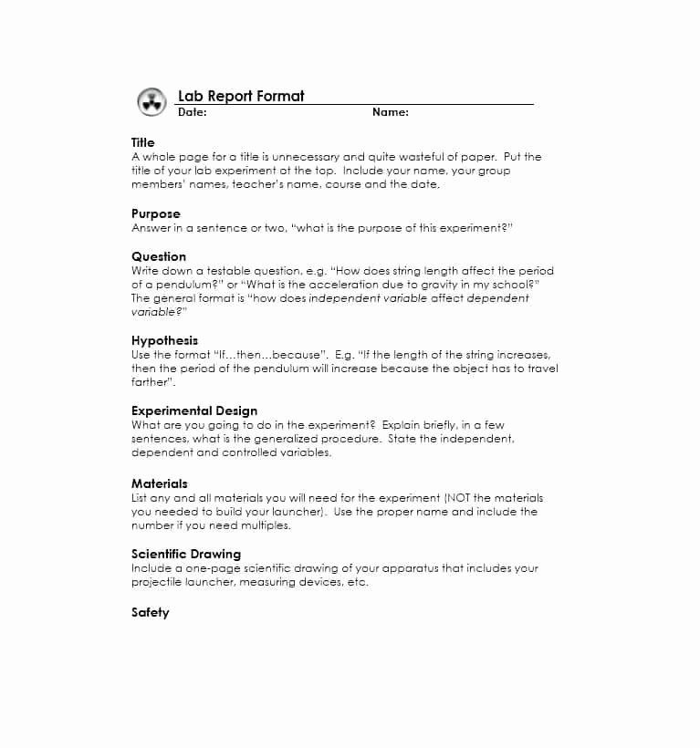 Latex Lab Report Template Awesome Lab Report format