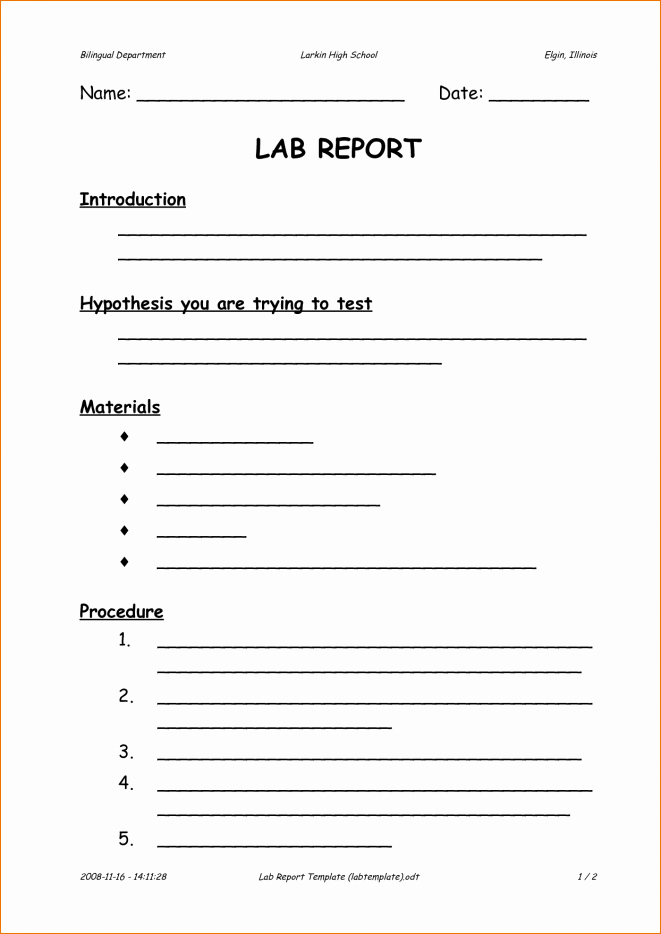 Latex Lab Report Template Awesome Lab Report Template