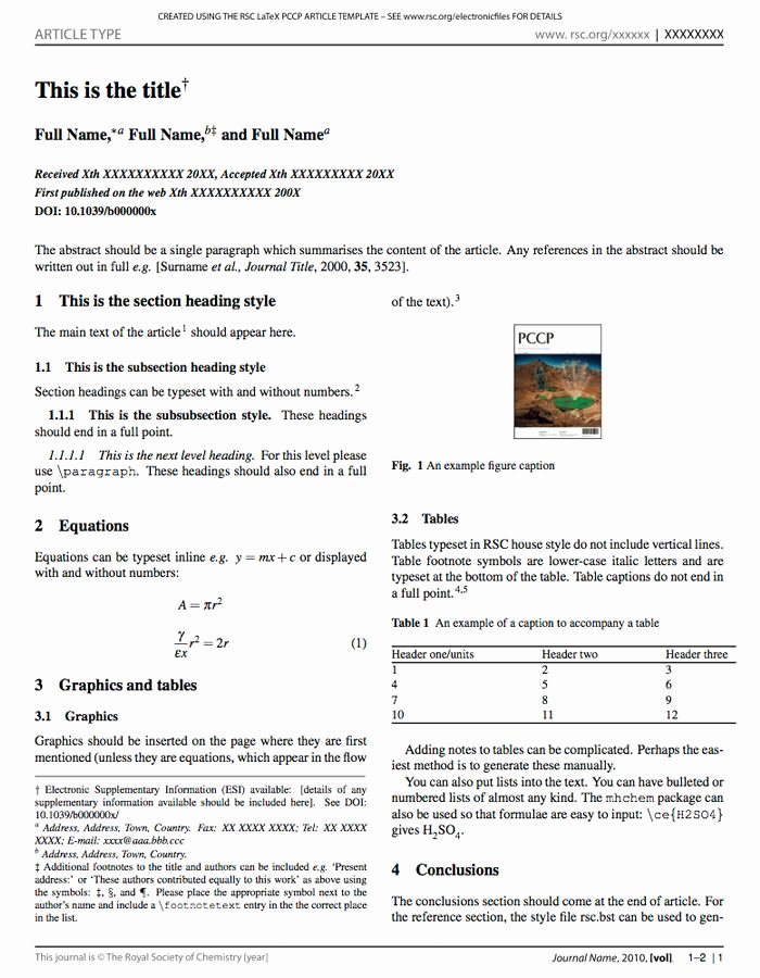 Latex Lab Report Template Unique the Royal society Of Chemistry Publishes A Number Of