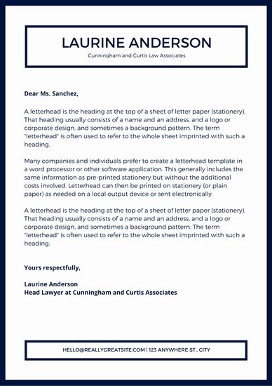 Law Firm Letterhead Template Inspirational White and Blue Simple Bordered Law Firm Letterhead