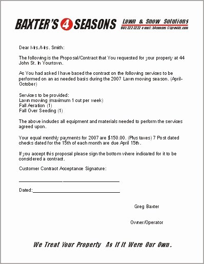 Lawn Care Bid Proposal Template Best Of Free Printable Lawn Care Contract form Generic
