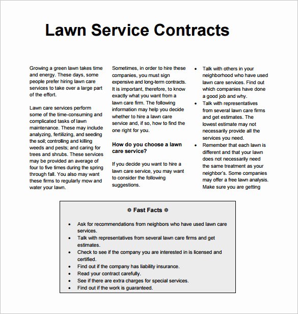 Lawn Care Bid Proposal Template Elegant Lawn Mowing Contract Template Templates Resume