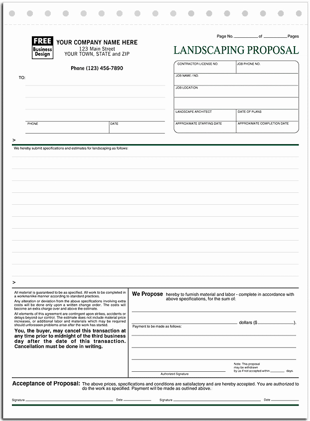 Lawn Care Bid Proposal Template Fresh Ans Systems Manual forms Landscaping Proposal