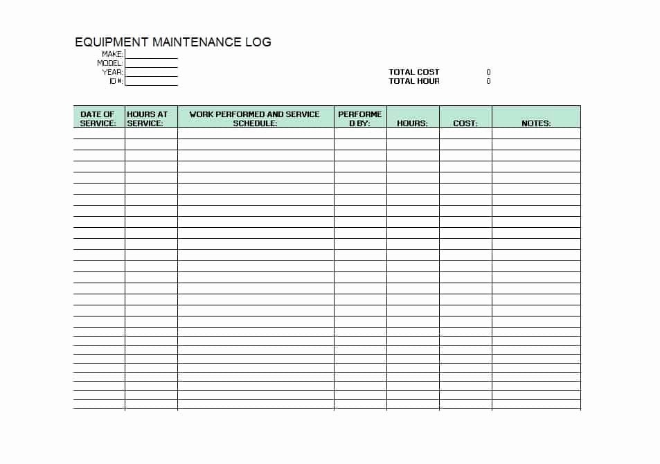 Lawn Mower Maintenance Log Template Beautiful 40 Equipment Maintenance Log Templates Template Archive