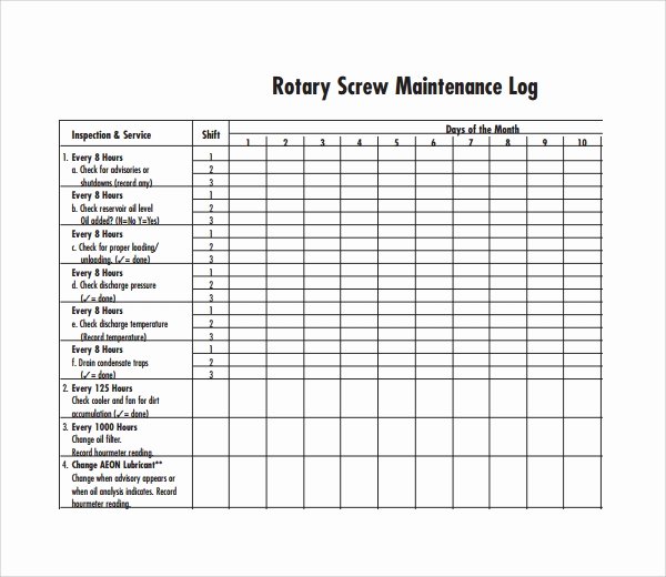 Lawn Mower Maintenance Log Template Beautiful Sample Maintenance Log Template 9 Free Documents In Pdf