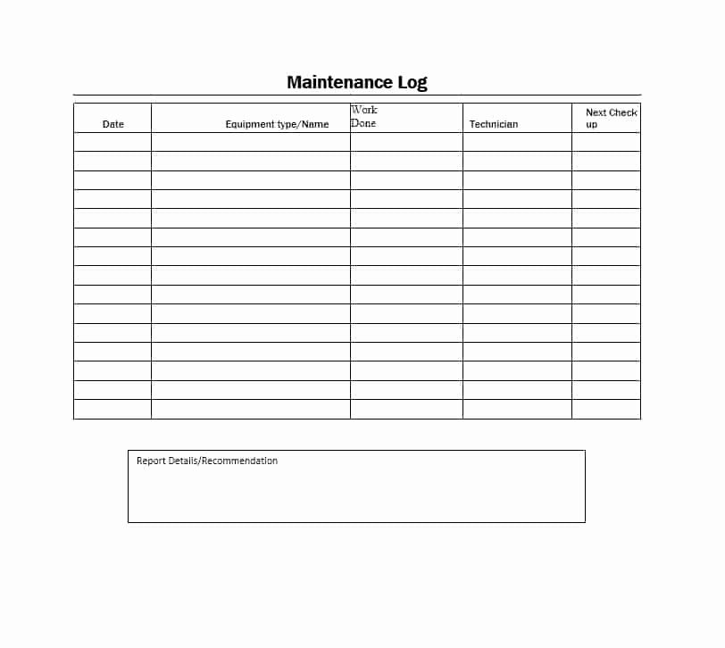 Lawn Mower Maintenance Log Template Luxury 40 Equipment Maintenance Log Templates Template Archive