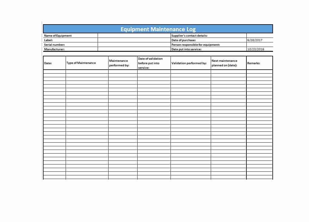 Lawn Mower Maintenance Log Template New 40 Equipment Maintenance Log Templates Template Archive