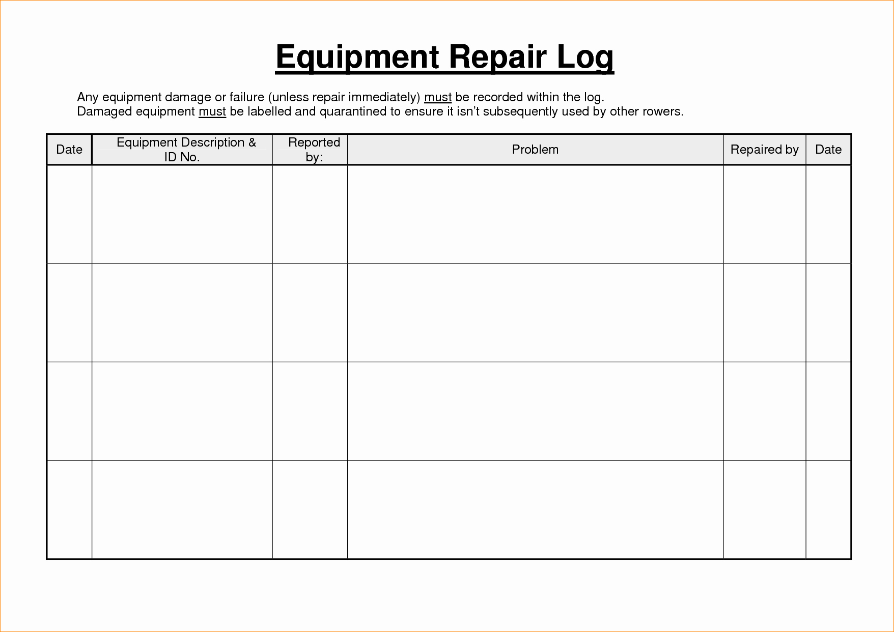 Lawn Mower Maintenance Log Template New 6 Maintenance Log Template