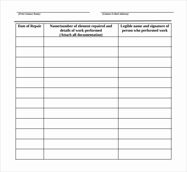 Lawn Mower Maintenance Log Template Unique 10 Repair Log Templates to Download