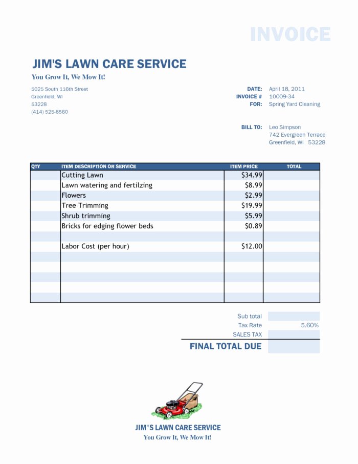 Lawn Mowing Schedule Template Awesome Lawn Mowing Contract Template Templates Resume