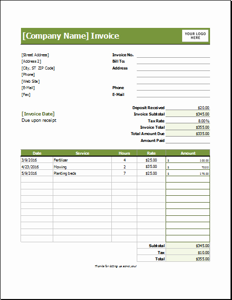 Lawn Service Proposal Template Free Beautiful Lawn Care Invoice Template for Excel