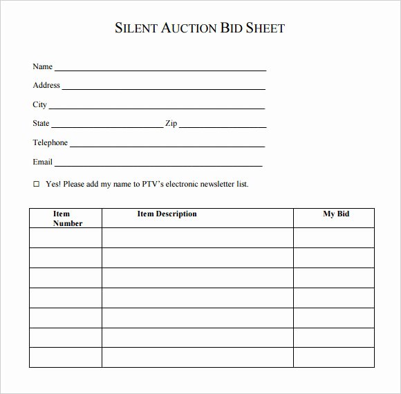 Lawn Service Proposal Template Free Unique Silent Auction Bid Sheet Template Word – Free