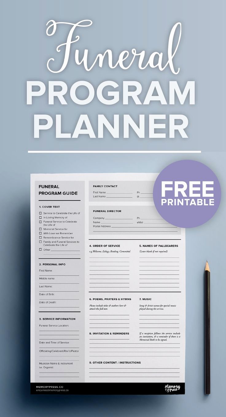 Lds Funeral Program Template Free Luxury Free Printable Funeral Program Planner