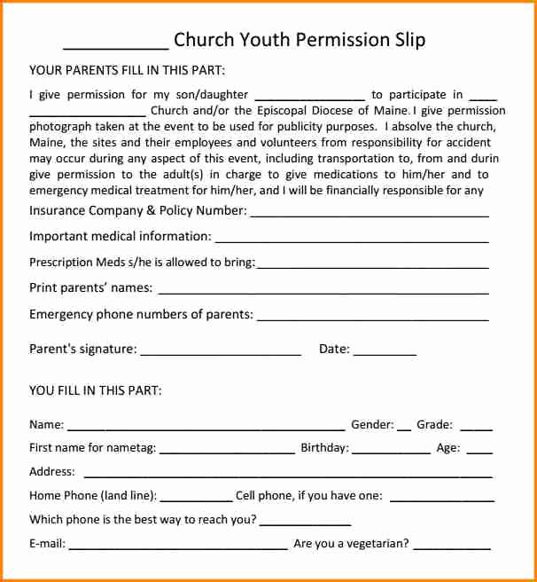 Lds Youth Permission Slip New 5 Church Youth Group Permission Slip Template