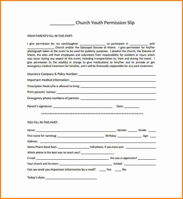 Lds Youth Permission Slips Elegant 6 Church Permission Slip