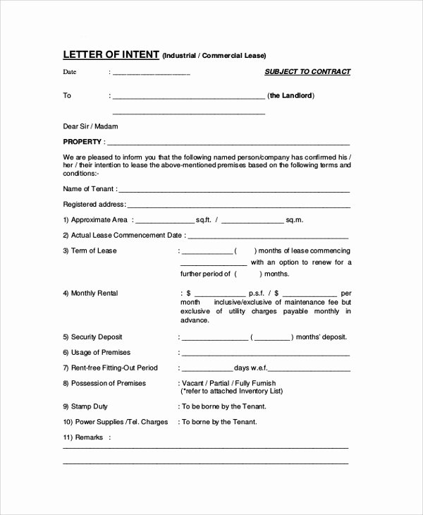 Lease Letter Of Intent Sample Inspirational Sample Letter Of Intent 47 Examples In Pdf Word