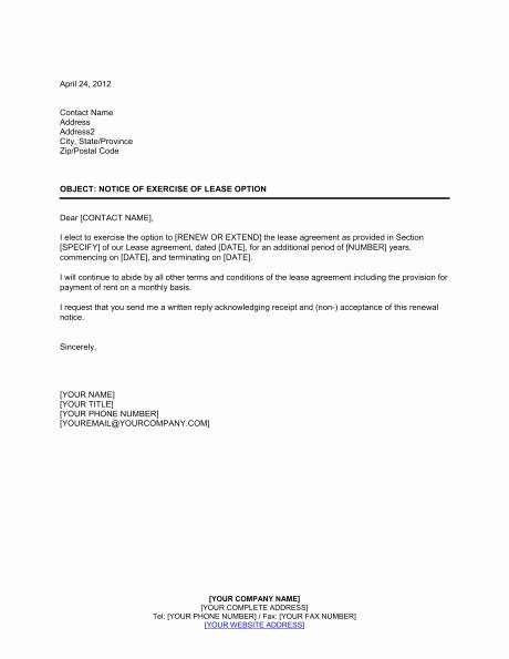 Lease Letter Of Intent Sample Unique Letter for Renewal Lease Agreement