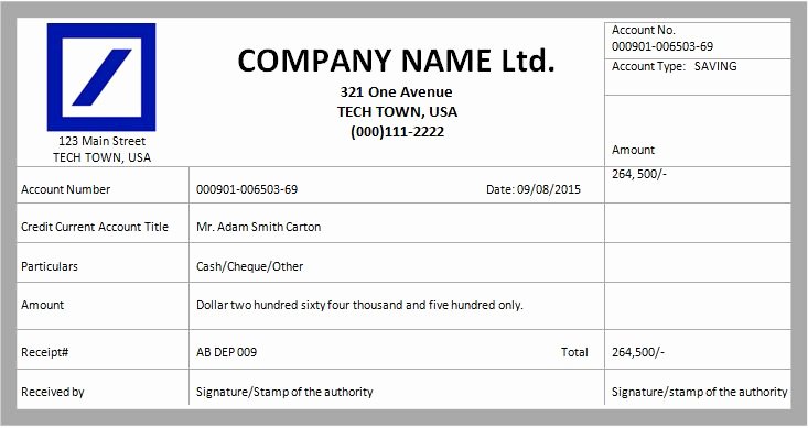 Legal Receipt for Cash Payment Elegant Cash Deposit Receipt at Eipts Templates