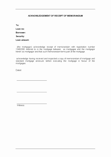 Legal Receipt Template New Acknowledgement Of Receipt Of Memorandum Sa