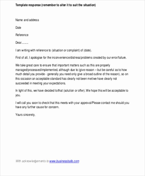 Legal Response Letter Template Best Of Sample Business Plaint Letter 7 Examples In Word Pdf