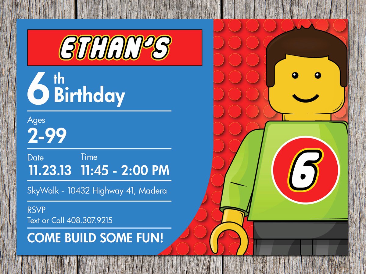 Lego Birthday Card Printable Elegant Free Printable Lego Birthday Invitations