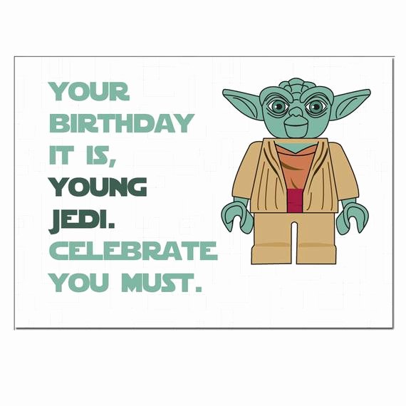 Lego Birthday Card Printable Fresh Items Similar to Lego Star Wars Yoda Birthday Card On Etsy