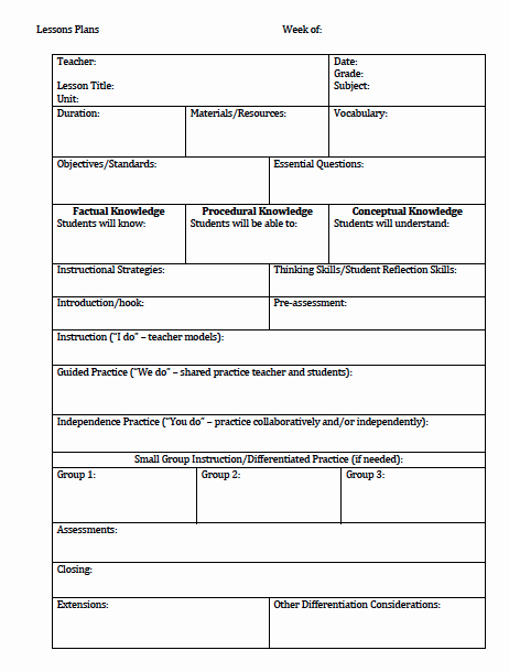 Lesson Plan Template for College Instructors Awesome the Idea Backpack Unit Plan and Lesson Plan Templates for