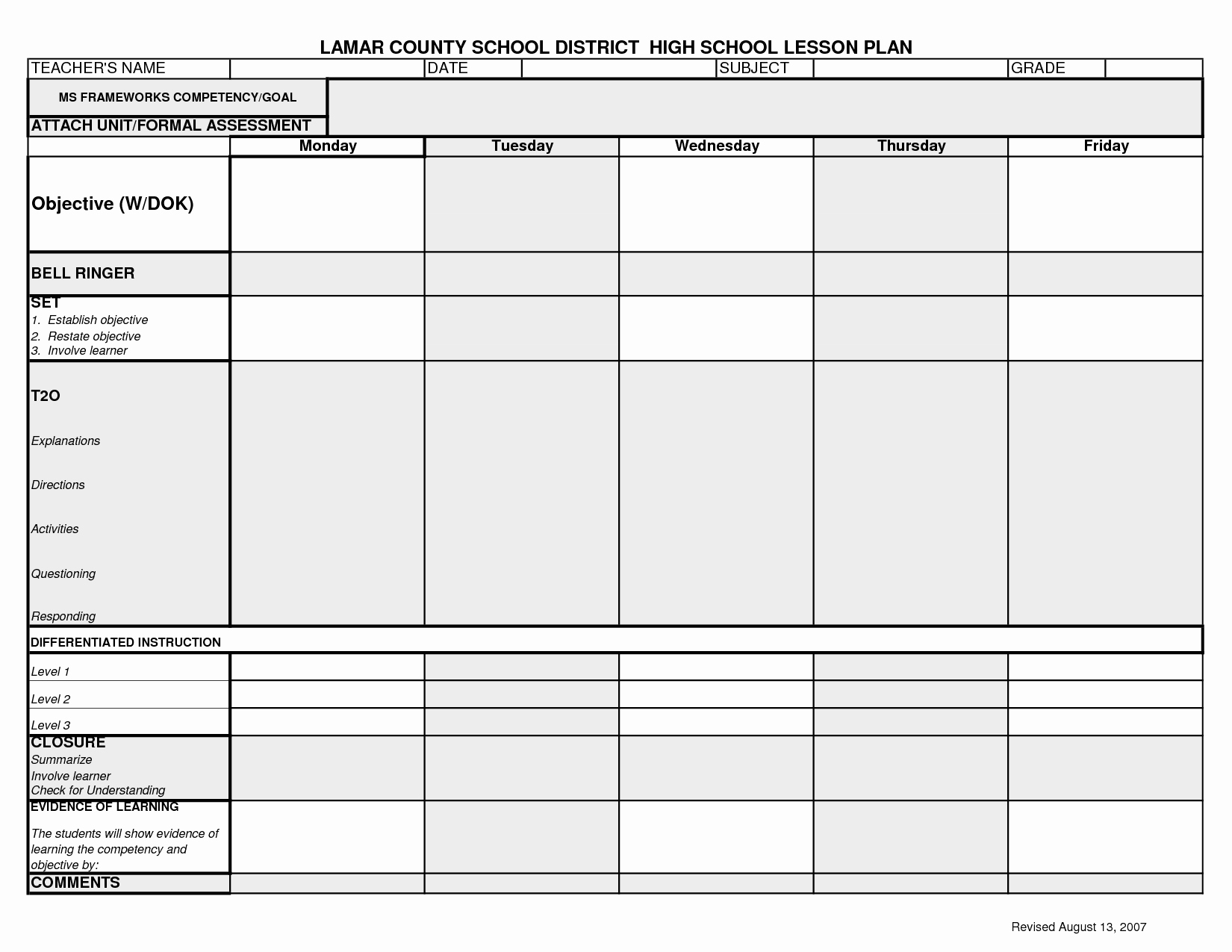 Lesson Plan Template for College Instructors Best Of Lcsd High School Lesson Plan Template