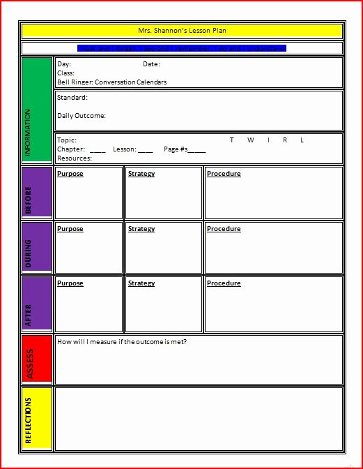 Lesson Plan Template for College Instructors Elegant Lesson Plan Template