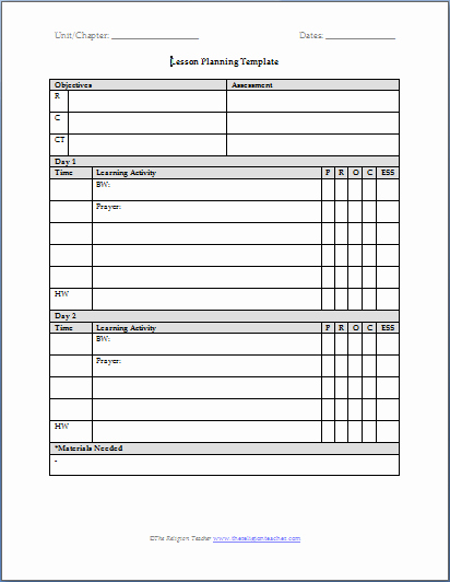 Lesson Plan Template for College Instructors Luxury Lesson Planning Templates