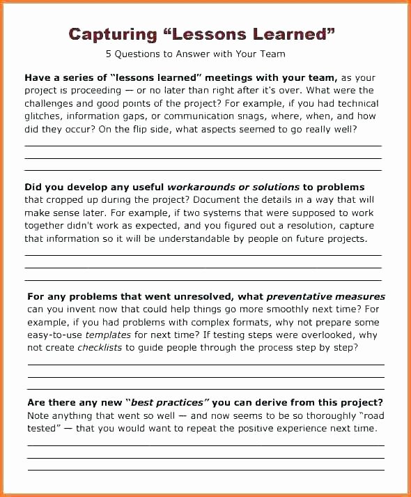 Lessons Learned Document Template Best Of Project Lessons Learned Template Lessons