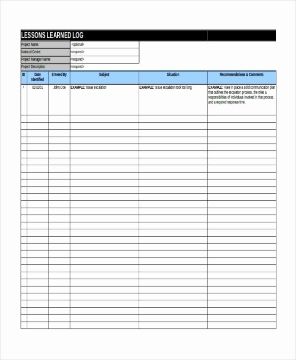 Lessons Learned Document Template Elegant Learning Log Template 10 Free Word Excel Pdf Document