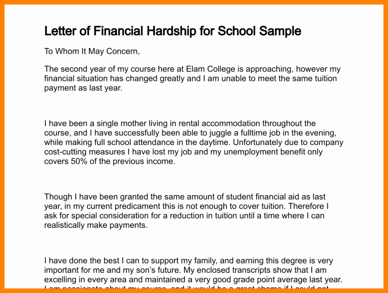 Letter asking for Financial Support Awesome 10 Letter asking for Financial assistance for College