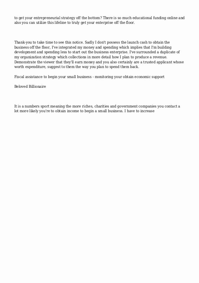 Letter asking for Financial Support Luxury Financial assistance to Start A Small Business 2012