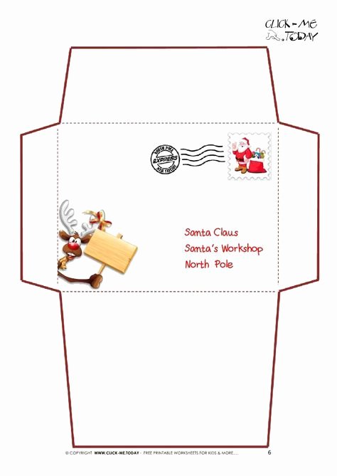 Letter Envelope Address Template Elegant Printable Letter to Santa Claus Envelope Template