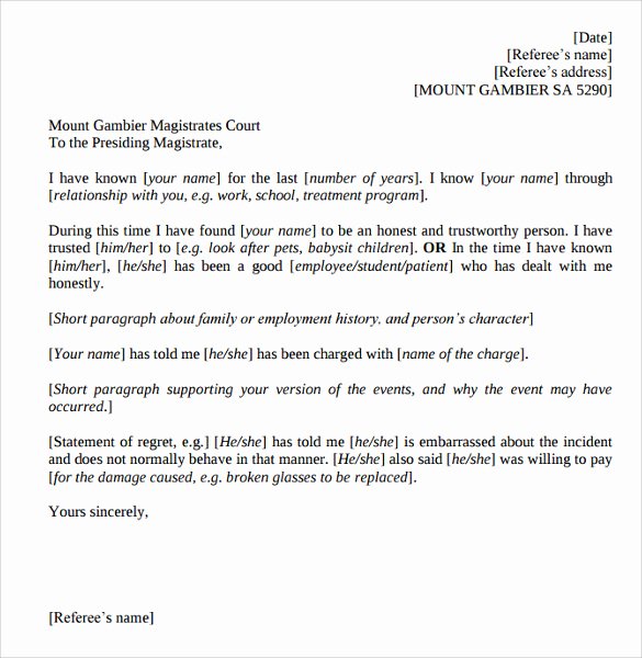 Letter format for Court Unique 11 Court Character Reference Letter Samples Pdf Doc