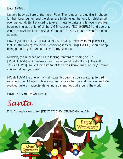 Letter From Santa Template Word Beautiful Letter From Santa Template Word
