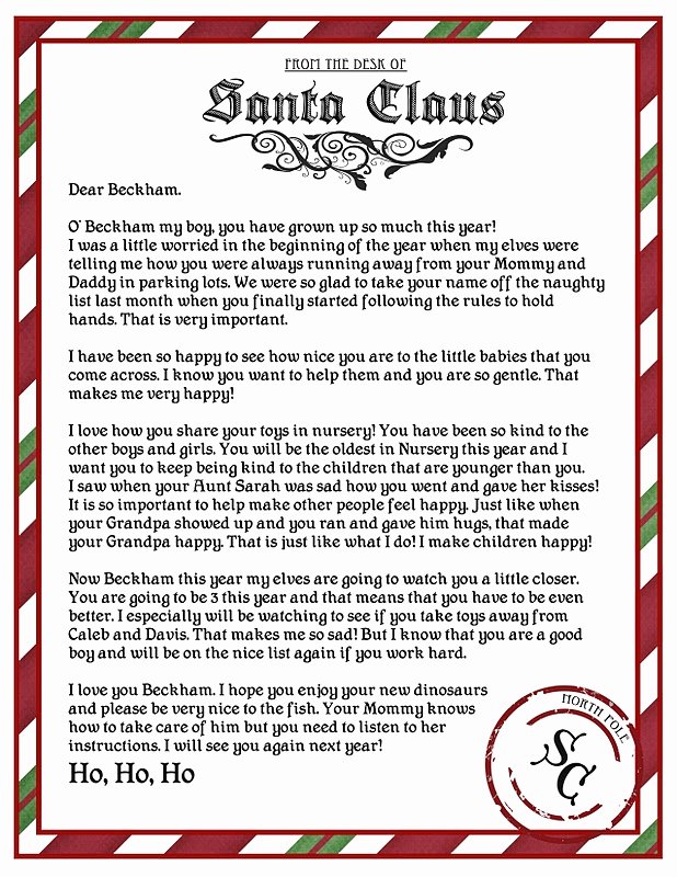 Letter From Santa Template Word Beautiful Santa Letter Template Word Invitation Template