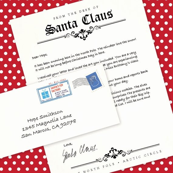 Letter From Santa Template Word Elegant Letter From Santa Claus Ms Word Template by Alittlehopedesigns