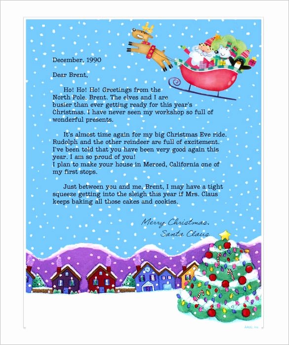 Letter From Santa Template Word Elegant Line Letter From Santa Letter Of Re Mendation