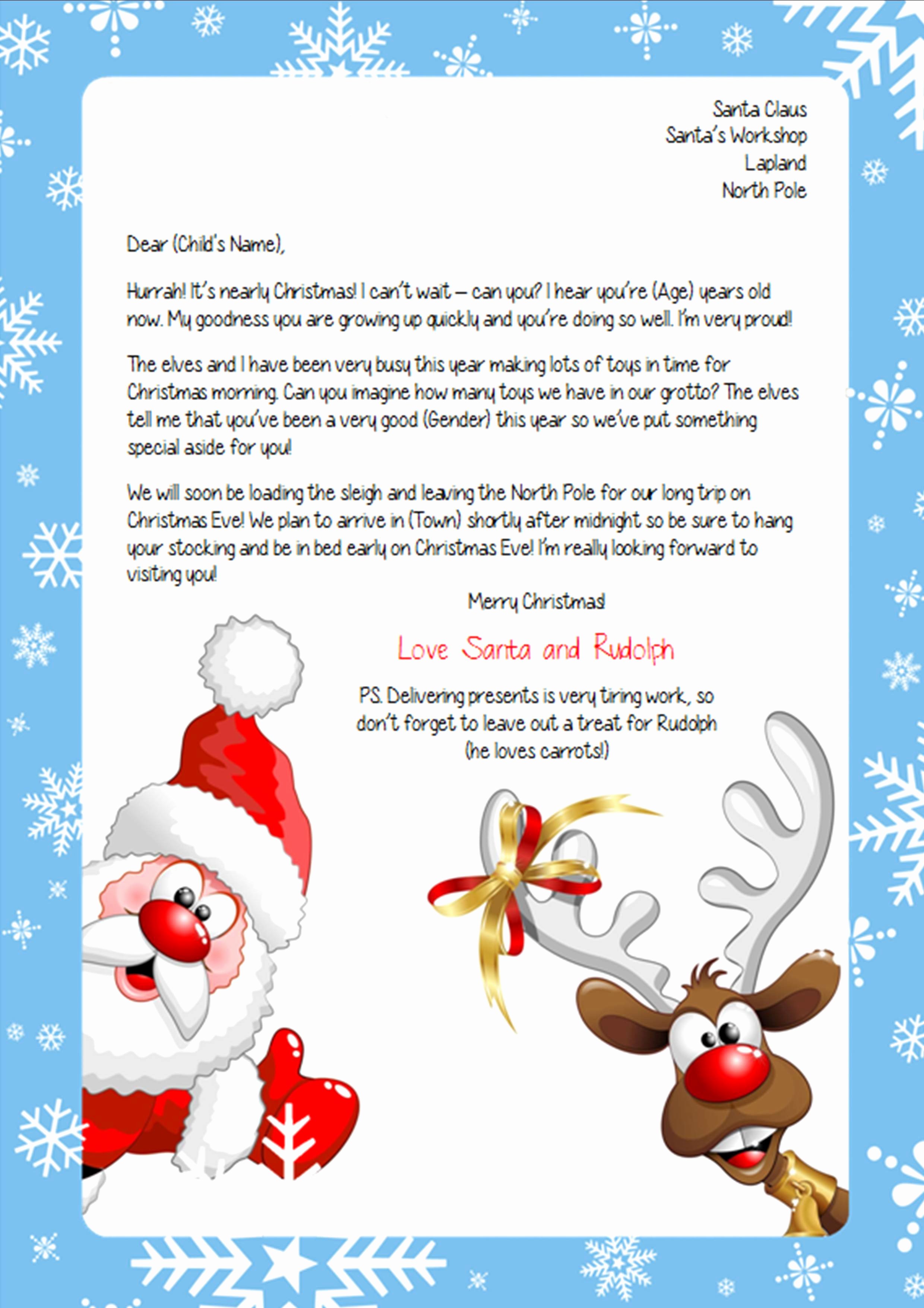 Letter From Santa Template Word Inspirational Personalised Letter From Santa